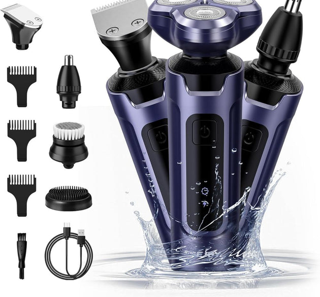 SEJOY 5-in-1 Men's Electric Shaver Cordless Wet and Dry Shaver with Nose Hair and Beard Trimmer